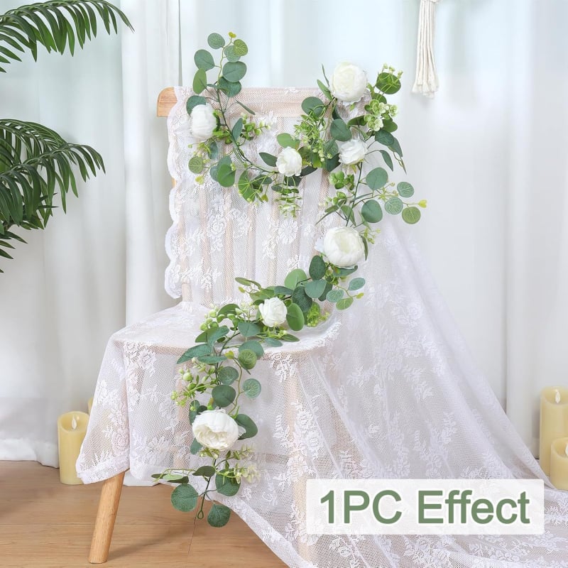 Viță artificială cu peony și eucalyptus pentru decorul sufrageriei și al nunții