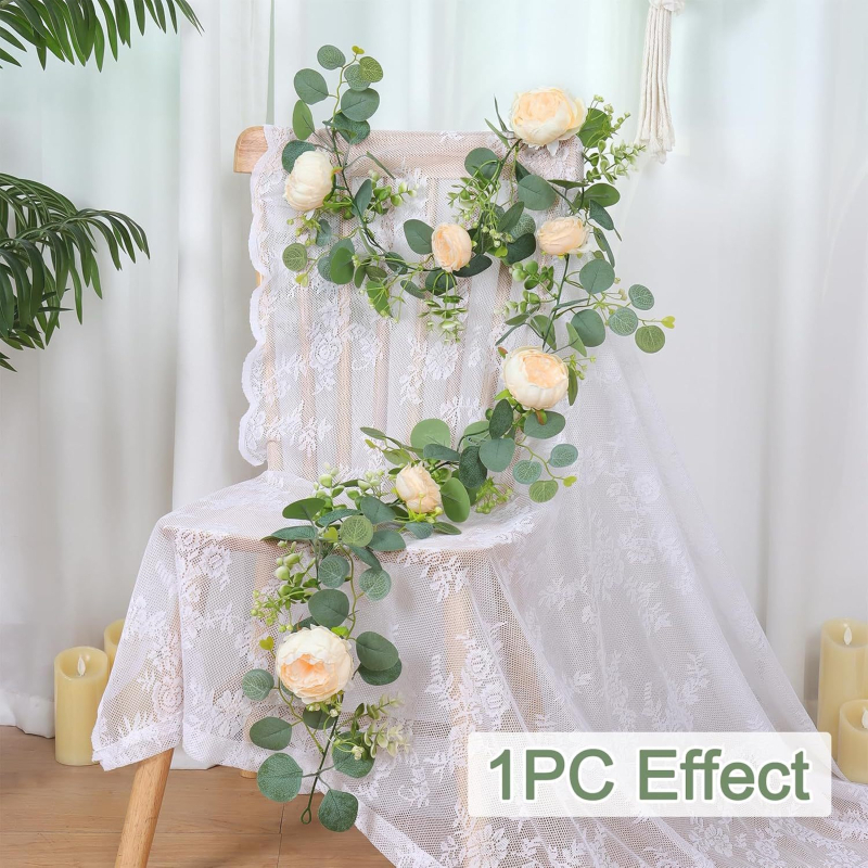 Viță artificială cu peony și eucalyptus pentru decorul sufrageriei și al nunții