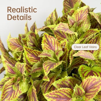 Plantă artificială cu frunze purpurii de perilla și frunză verde, floare de mătase, decor de perete de fundal, 30–100 cm