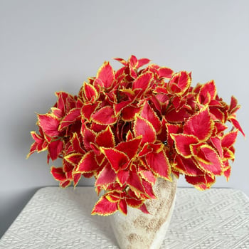 Plantă artificială cu frunze purpurii de perilla și frunză verde, floare de mătase, decor de perete de fundal, 30–100 cm