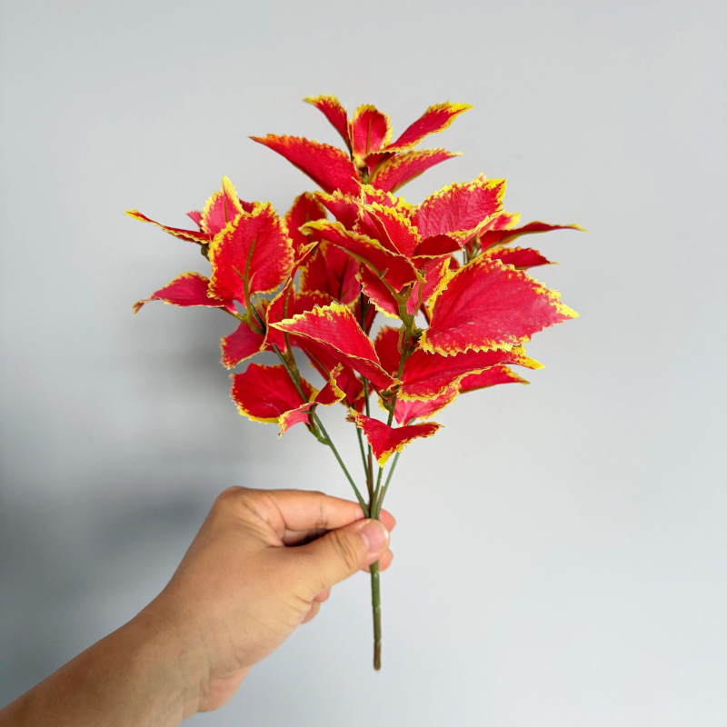 Plantă artificială cu frunze purpurii de perilla și frunză verde, floare de mătase, decor de perete de fundal, 30–100 cm