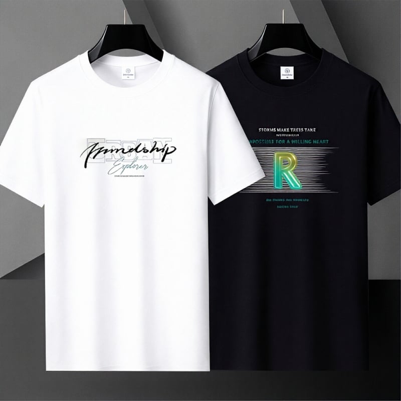 Tricou de vară din bumbac 350 g pentru bărbați, mâneci scurte, guler rotund, croială lejeră, mărime mare, stil american