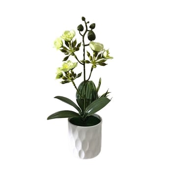 Bonsai cu iasmin cu trei ramuri, nouă flori, în ghiveci mic — plantă artificială de interior pentru decor și fotografie