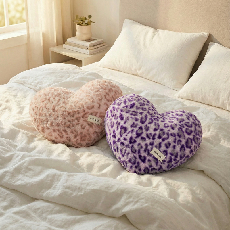Perna decorativă inimă, imprimeu leopard, pentru canapea și sufragerie, pernă decorativă, cadou de Valentine's Day, suport lombar pentru birou