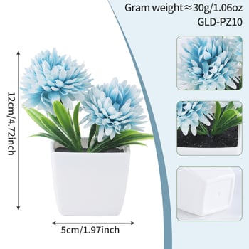 Plantă artificială în ghiveci cu mini bonsai crizantemă și flori artificiale decorative