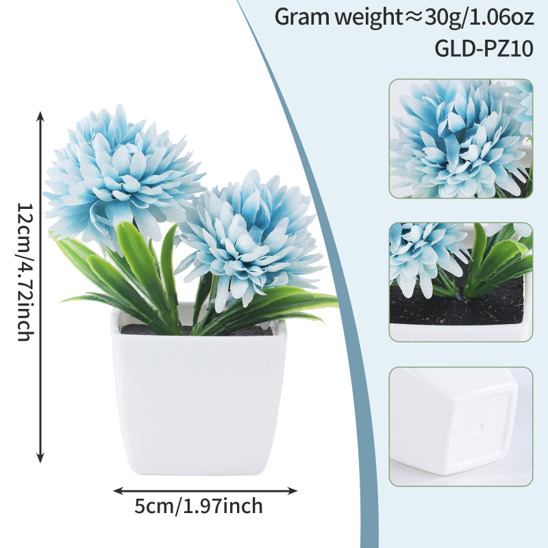 Plantă artificială în ghiveci cu mini bonsai crizantemă și flori artificiale decorative