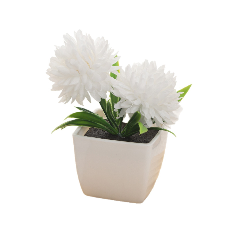 Plantă artificială în ghiveci cu mini bonsai crizantemă și flori artificiale decorative