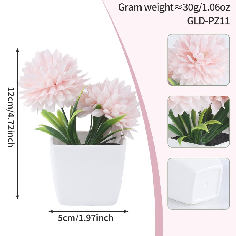 Plantă artificială în ghiveci cu mini bonsai crizantemă și flori artificiale decorative