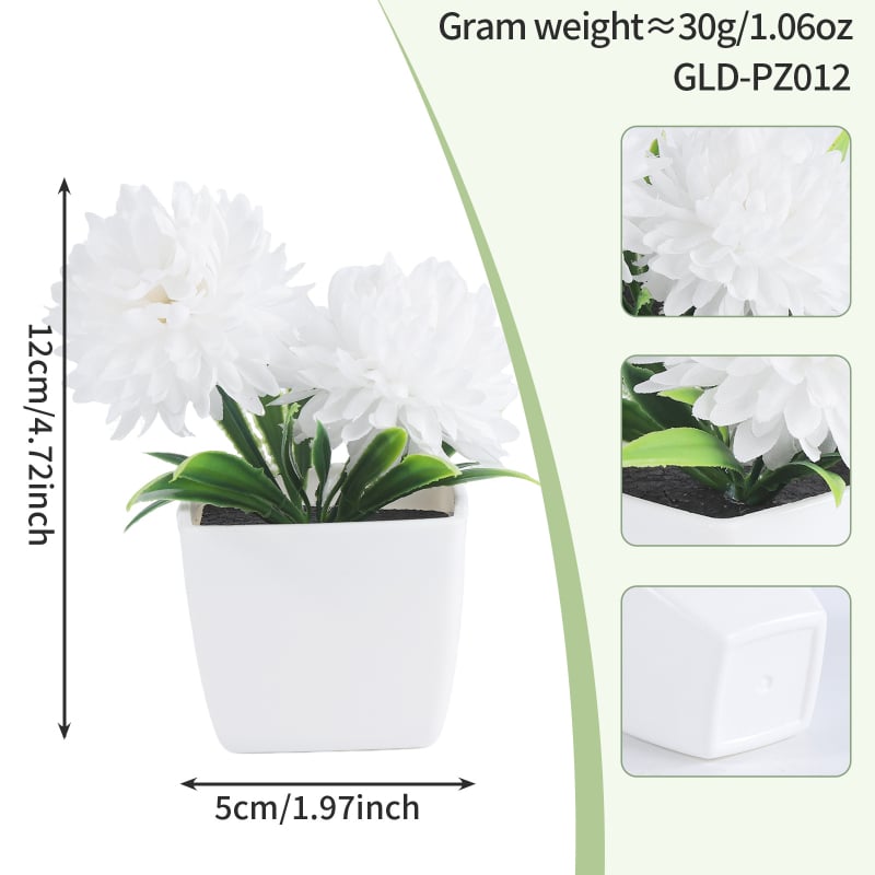 Plantă artificială în ghiveci cu mini bonsai crizantemă și flori artificiale decorative