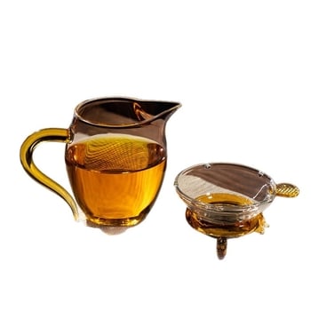 Set de ceai din sticlă cu filtru integrat și separator, set de trei piese pentru servire ceai și strecurător (model 2026)
