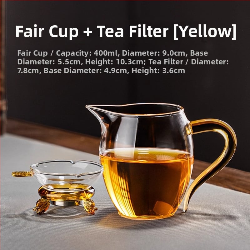 Set de ceai din sticlă cu filtru integrat și separator, set de trei piese pentru servire ceai și strecurător (model 2026)