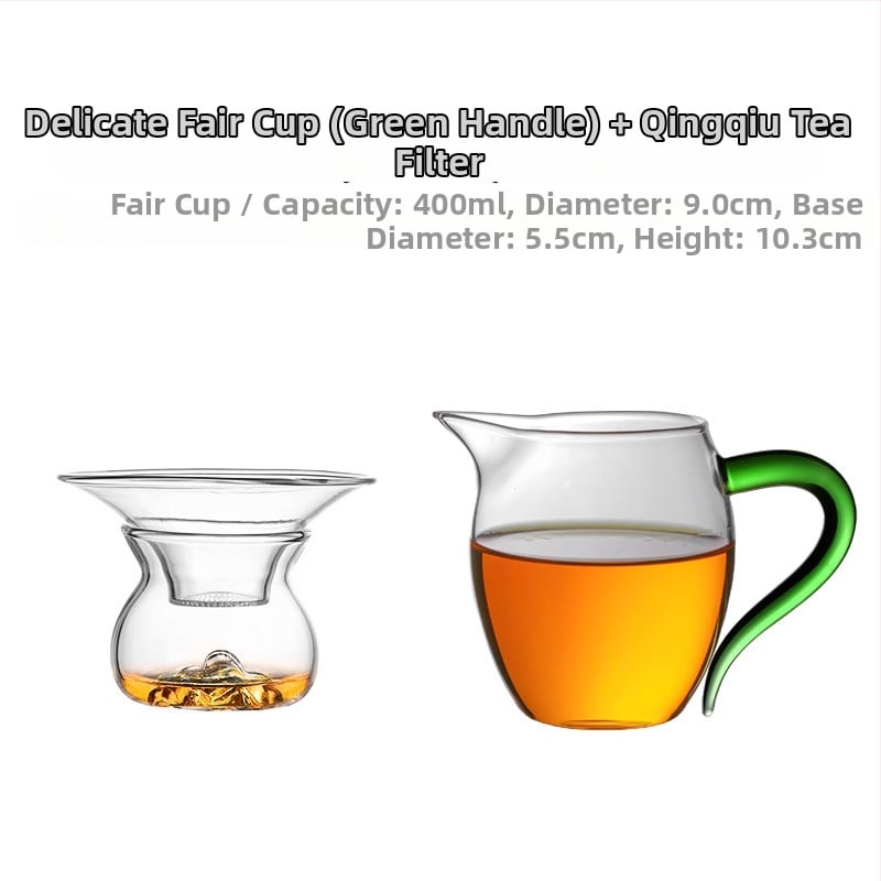 Set de ceai din sticlă cu filtru integrat și separator, set de trei piese pentru servire ceai și strecurător (model 2026)