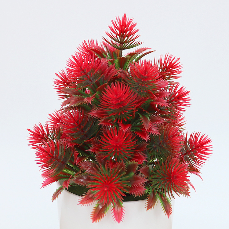 Plantă artificială miniaturală în ghiveci din plastic pentru decor de birou, arbore decorativ/bonsai