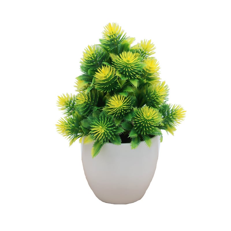 Plantă artificială miniaturală în ghiveci din plastic pentru decor de birou, arbore decorativ/bonsai