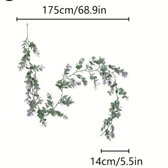 Liană artificială mov cu frunze de eucalipt și flori artificiale
