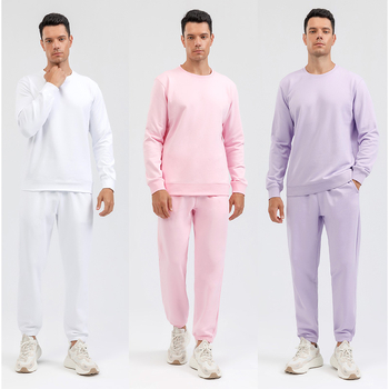 Trening bărbătesc din bumbac pentru primăvară și toamnă, pantaloni lejeri cu manșete și hanorac cu guler rotund, personalizat