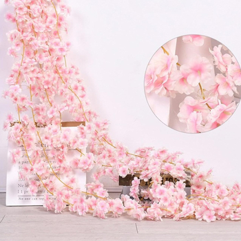 Viță artificială cu flori de cireș pentru decor exterior, ornament în living și renovare a balconului