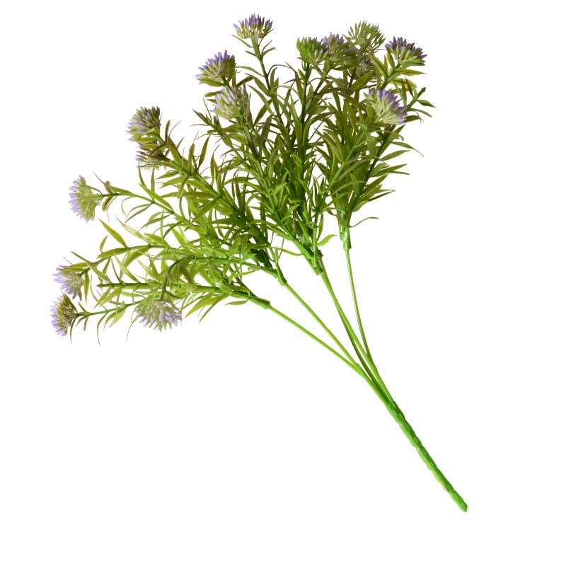 Plante artificiale: mingi mini vopsite, frunzis verde vopsit pentru aranjamente florale, flori din plastic și iarbă artificială.