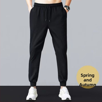 Unisex sportske hlače od 100% pamuka, širokog kroja, terry tkanina, crne duge hlače