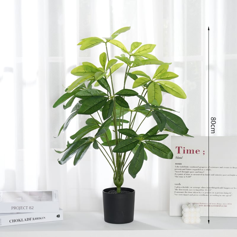 Arborele banilor artificial cu frunze realiste, plantă decorativă verde în ghiveci