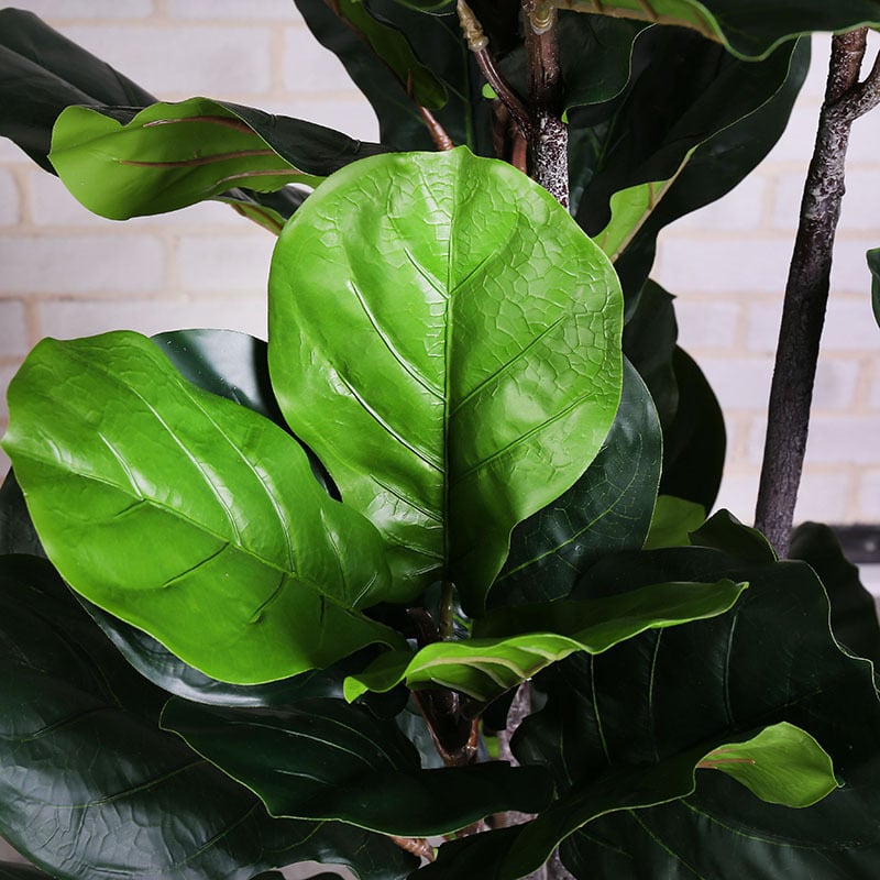 Ficus lyrata artificial în ghiveci, plantă verde de interior pentru sufragerie și vitrină