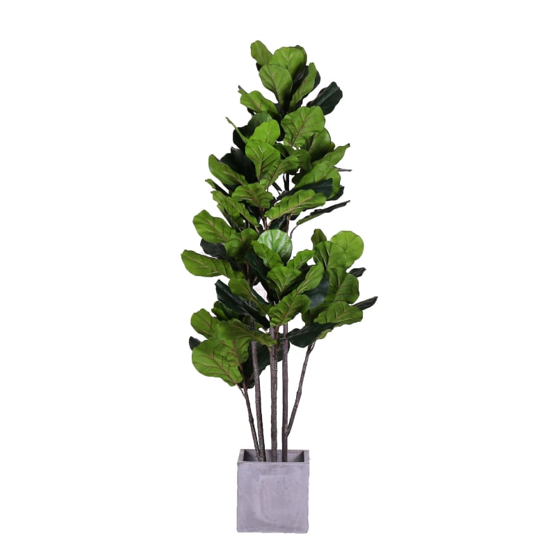 Ficus lyrata artificial în ghiveci, plantă verde de interior pentru sufragerie și vitrină