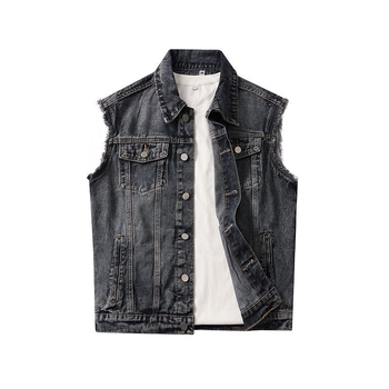 Vesta din denim unisex, stil casual-retro