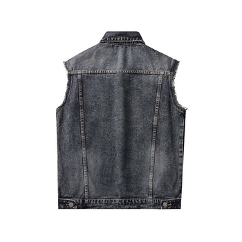 Vesta din denim unisex, stil casual-retro