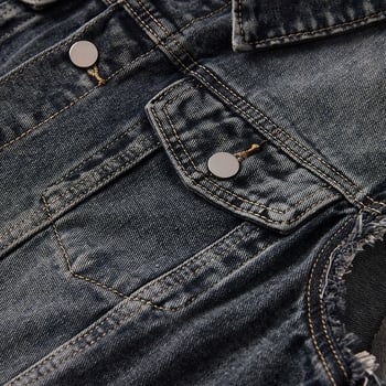 Vesta din denim unisex, stil casual-retro