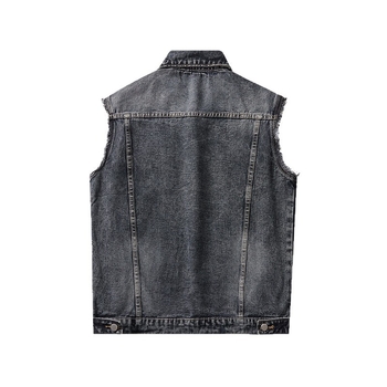 Vesta din denim unisex, stil casual-retro