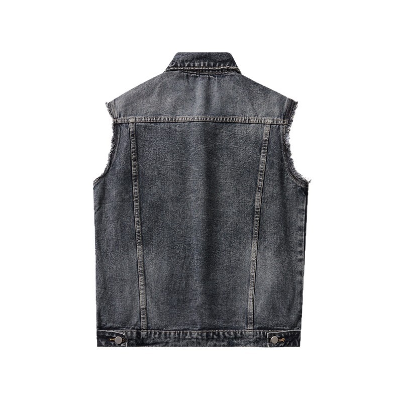 Vesta din denim unisex, stil casual-retro