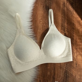 Sutien fără cusături, imprimeu nude deschis, pentru sâni mici, cupe 3/4, fără arc, cupe subțiri modelate, anti-cădere