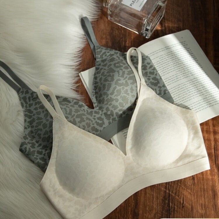 Sutien fără cusături, imprimeu nude deschis, pentru sâni mici, cupe 3/4, fără arc, cupe subțiri modelate, anti-cădere