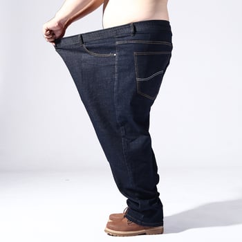 Toamnă 2021 Blugi pentru bărbați în plus, croială dreapta-slim, elastici, denim din bumbac