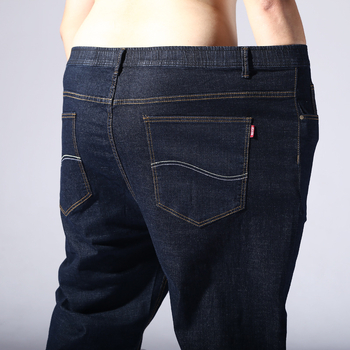 Toamnă 2021 Blugi pentru bărbați în plus, croială dreapta-slim, elastici, denim din bumbac