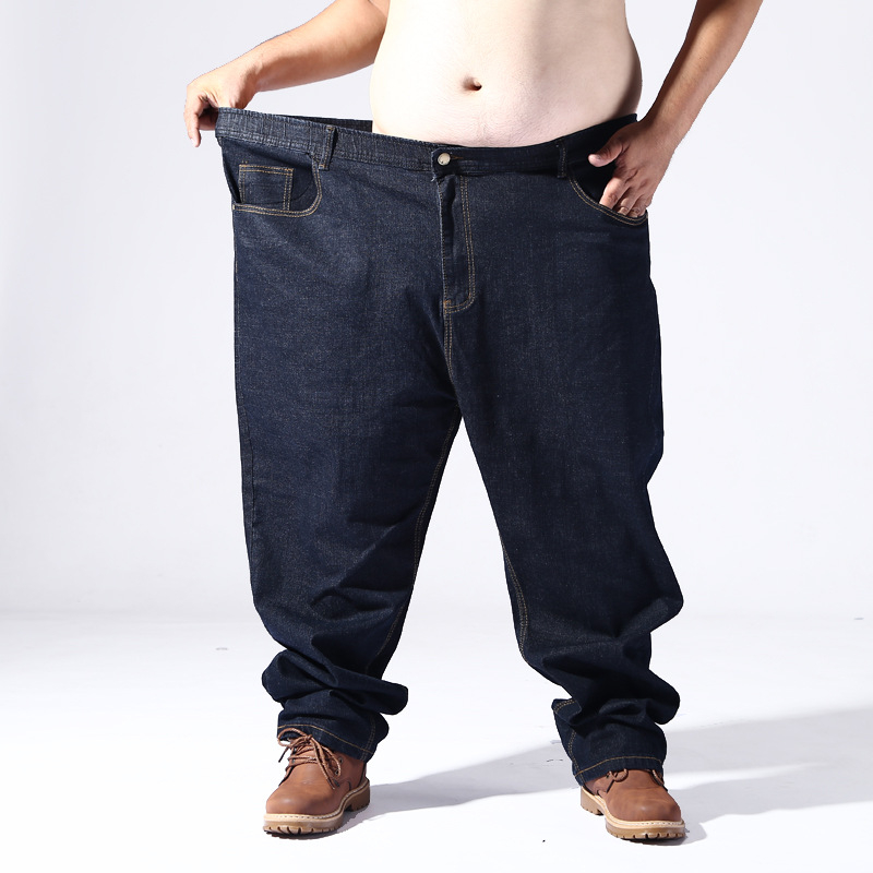 Toamnă 2021 Blugi pentru bărbați în plus, croială dreapta-slim, elastici, denim din bumbac