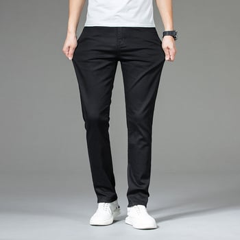 Blugi Lyocell pentru bărbați, ușori și moi, negri, croială slim fit, picior drept, versatili