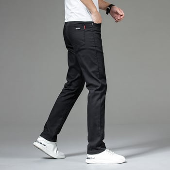 Blugi Lyocell pentru bărbați, ușori și moi, negri, croială slim fit, picior drept, versatili