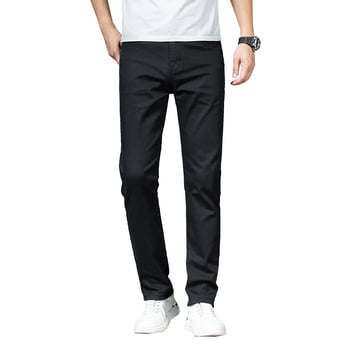 Blugi Lyocell pentru bărbați, ușori și moi, negri, croială slim fit, picior drept, versatili