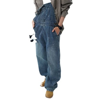 3XL Salopetă din denim cu imprimare Inkjet pentru bărbați, stil street retro unisex, denim spălat BDK001-568