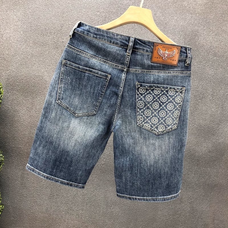 Șorturi din denim ușor pentru bărbați, croială dreaptă, lungime la jumătatea coapsei, vară, stil coreean