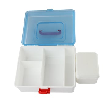Cutie dreptunghiulară din plastic pentru medicamente, cu lacăt, pentru depozitare acasă