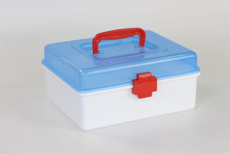 Cutie dreptunghiulară din plastic pentru medicamente, cu lacăt, pentru depozitare acasă