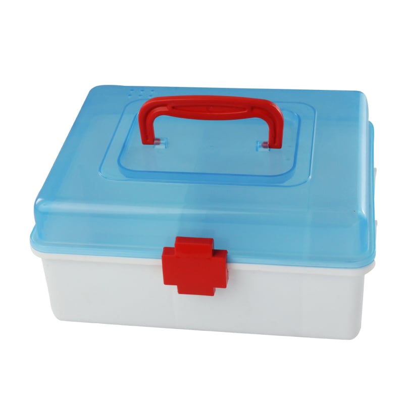 Cutie dreptunghiulară din plastic pentru medicamente, cu lacăt, pentru depozitare acasă