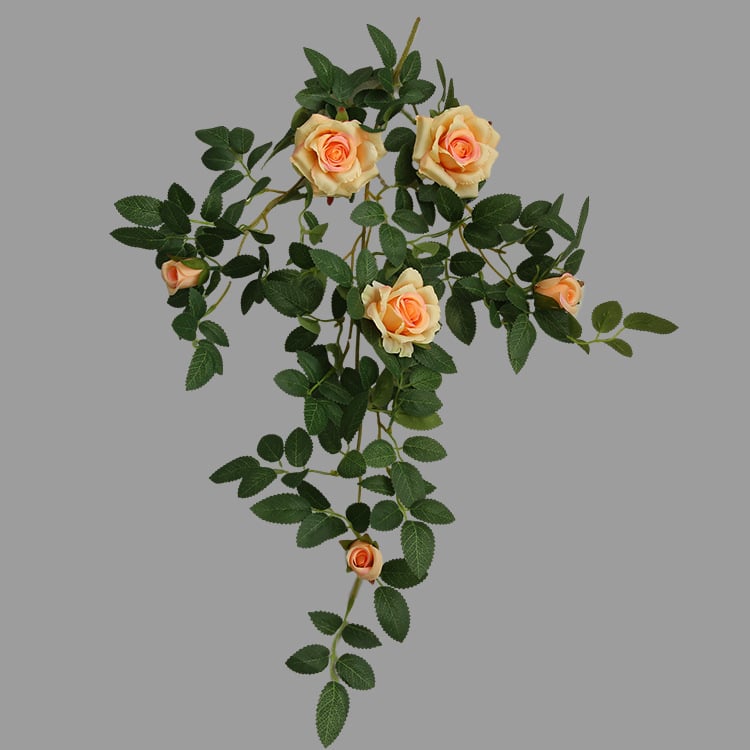 Vine artificiale cu trandafiri pentru decor de perete, cu flori de mătase, înfășurând conductele de aer condiționat și încălzire