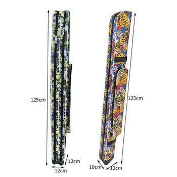 Geantă colorată pentru undițe de pescuit, 1,25 m, husă dură cu strat simplu și strat dublu