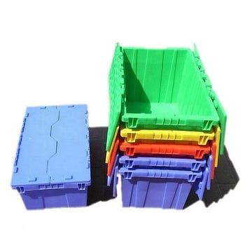 Cutie logistică robustă, de mari dimensiuni, cu inserție în unghi, încuietoare și capac, din plastic, pentru distribuția alimentelor și a medicamentelor