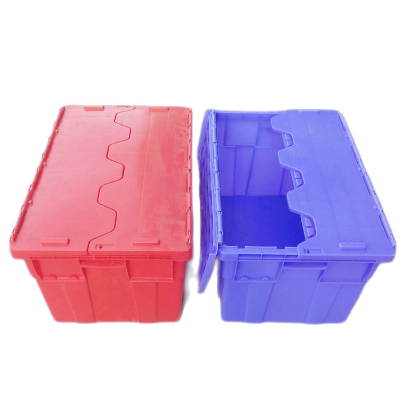 Cutie logistică robustă, de mari dimensiuni, cu inserție în unghi, încuietoare și capac, din plastic, pentru distribuția alimentelor și a medicamentelor