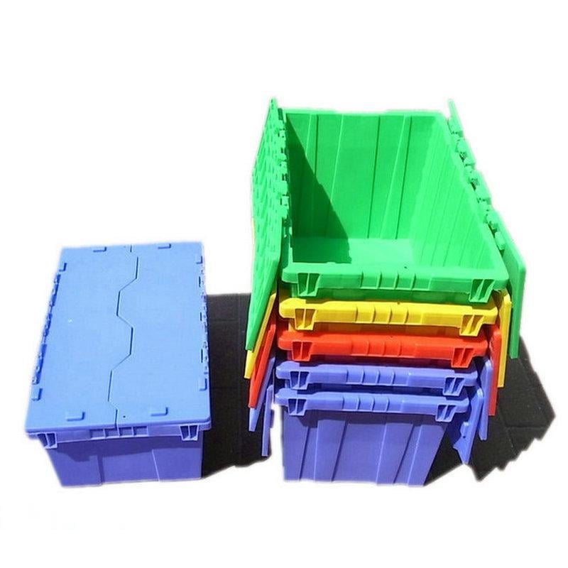 Cutie logistică robustă, de mari dimensiuni, cu inserție în unghi, încuietoare și capac, din plastic, pentru distribuția alimentelor și a medicamentelor
