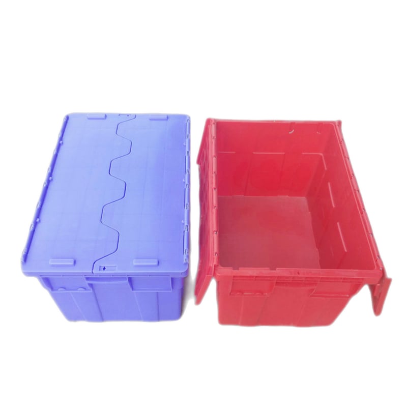 Cutie logistică robustă, de mari dimensiuni, cu inserție în unghi, încuietoare și capac, din plastic, pentru distribuția alimentelor și a medicamentelor